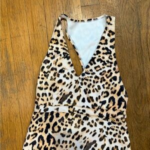 Leopard Print One-Piece Swimsuit - Neutral Tones